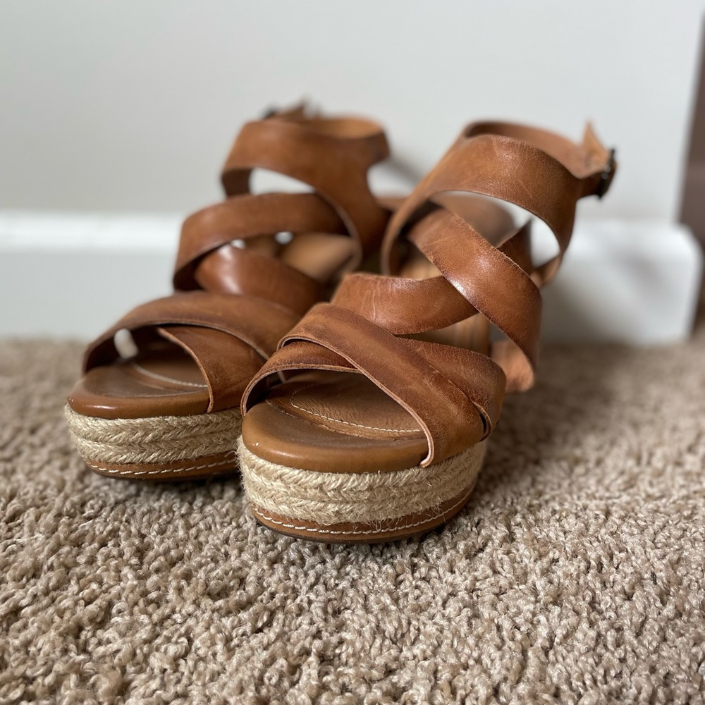 Clark genuine leather wedges size 8